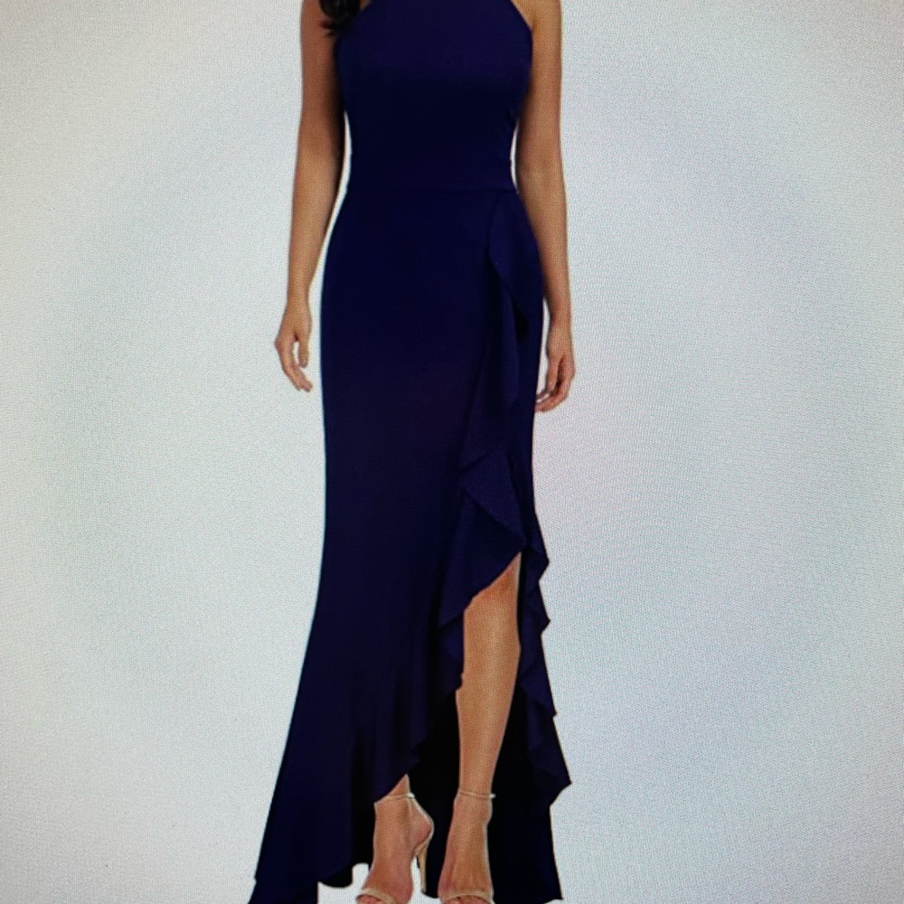 Womens high neck split bodycon mermaid evening cocktail long dress